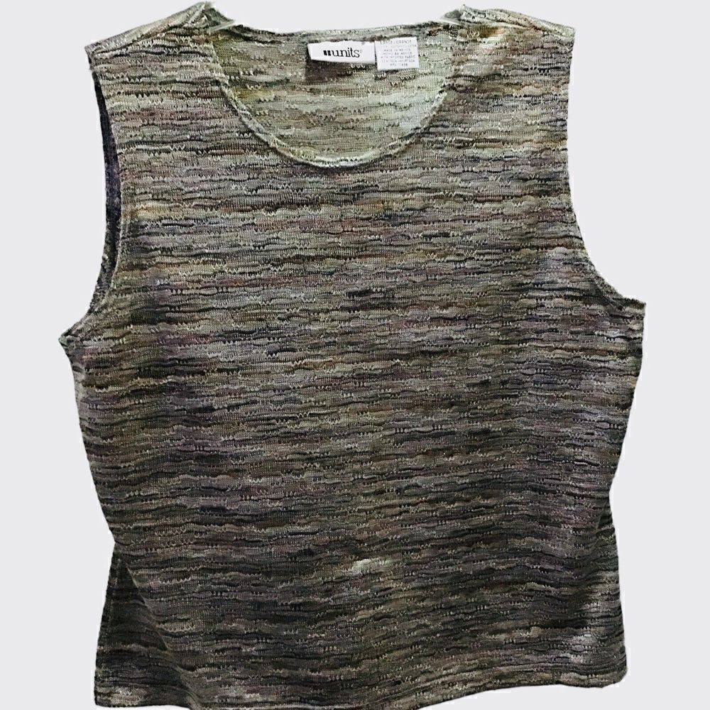Units Womens Tank Top Shirt Striped Colorful Artsy Boho Layering Size L